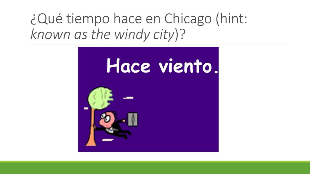 ¿Qué tiempo hace en Chicago (hint: known as the windy city)
