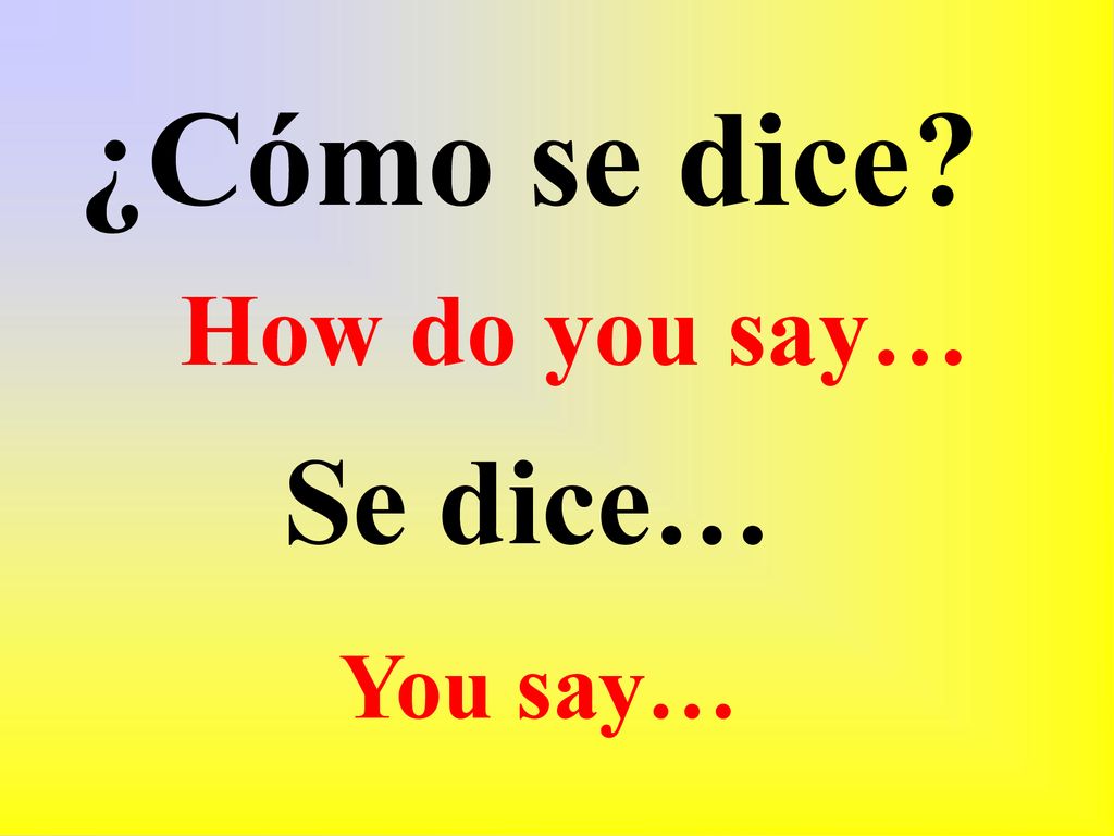 ¿Cómo se dice How do you say… Se dice… You say…