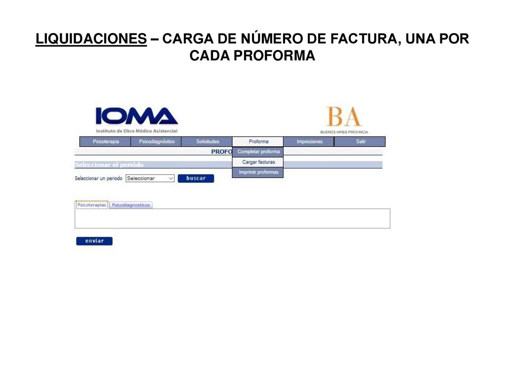 LIQUIDACIONES – CARGA DE NÚMERO DE FACTURA, UNA POR CADA PROFORMA