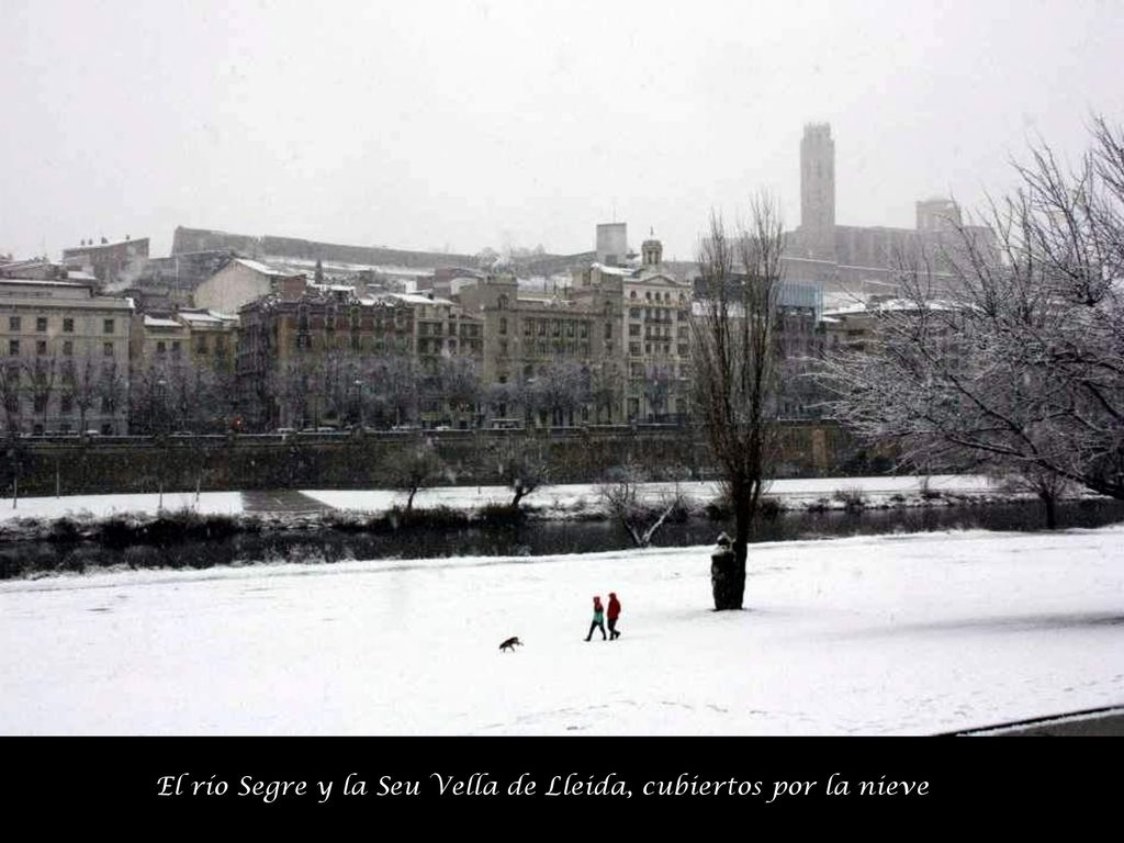 El río Segre y la Seu Vella de Lleida, cubiertos por la nieve