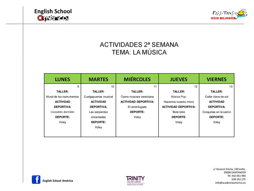 ACTIVIDADES 2ª SEMANA TEMA: LA MÚSICA LUNES MARTES MIÉRCOLES JUEVES