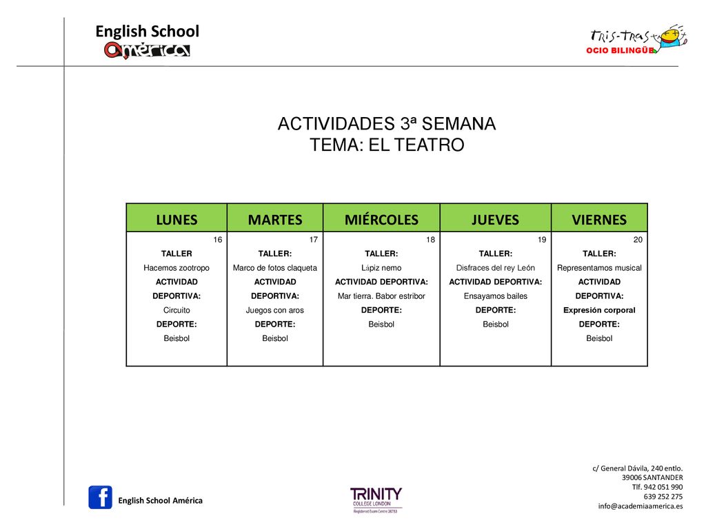 ACTIVIDADES 3ª SEMANA TEMA: EL TEATRO LUNES MARTES MIÉRCOLES JUEVES