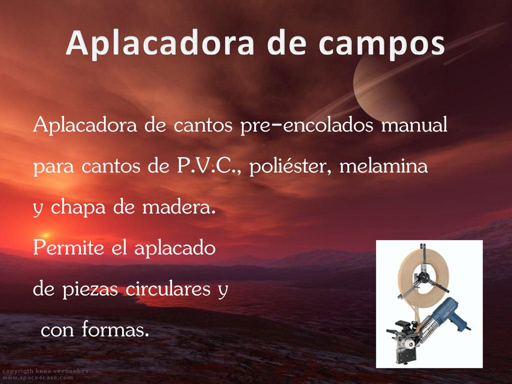 Aplacadora de campos Aplacadora de cantos pre-encolados manual para cantos de P.V.C., poliéster, melamina.