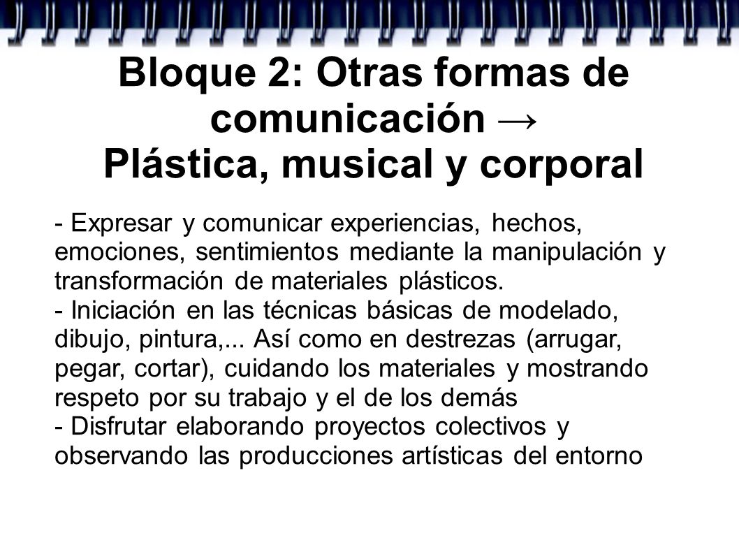 Bloque 2: Otras formas de comunicación → Plástica, musical y corporal