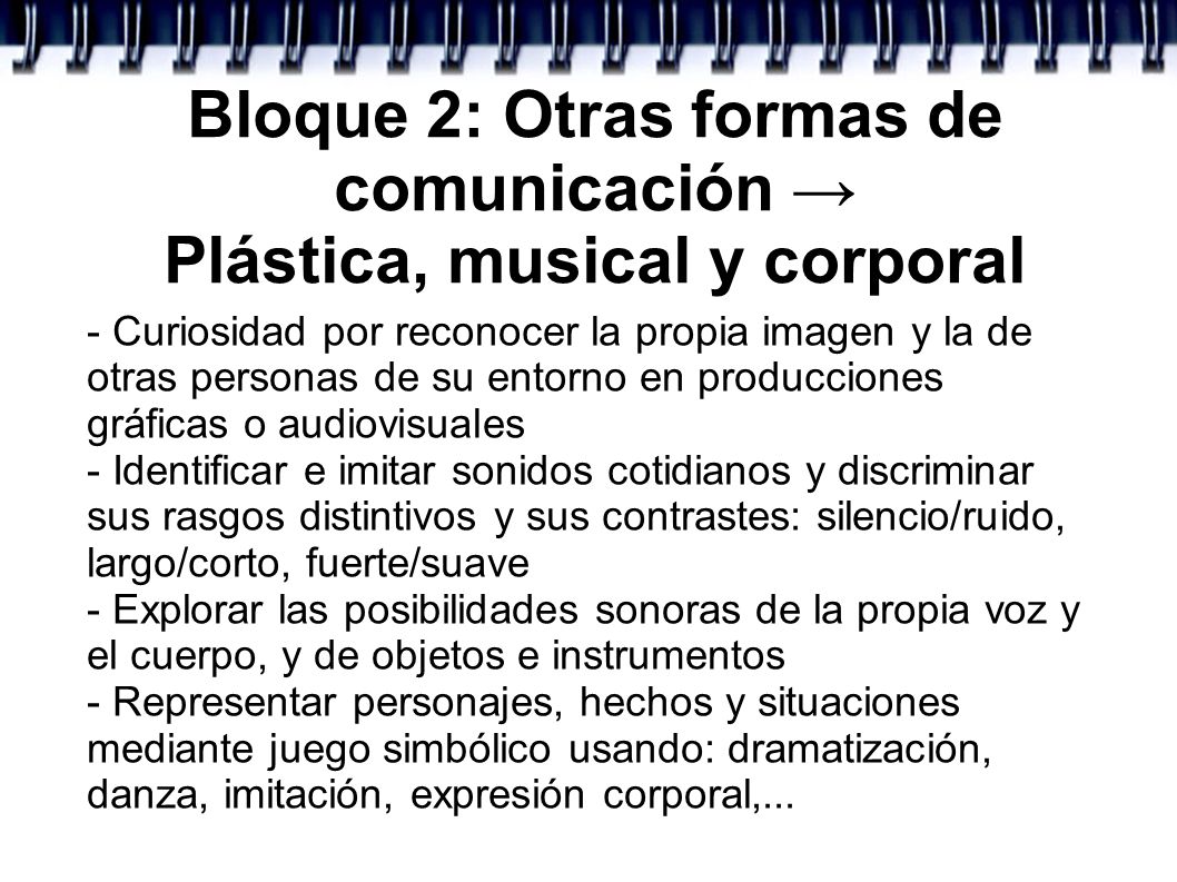Bloque 2: Otras formas de comunicación → Plástica, musical y corporal