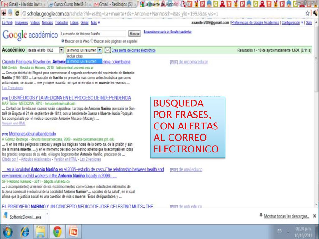 BUSQUEDA POR FRASES, CON ALERTAS AL CORREO ELECTRONICO