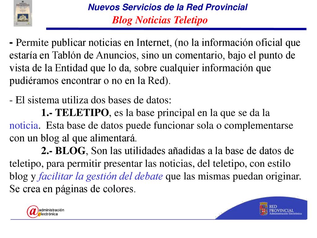 Nuevos Servicios de la Red Provincial Blog Noticias Teletipo