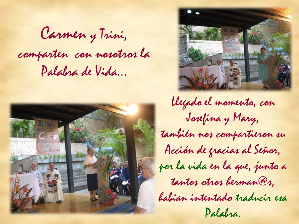 Carmen y Trini, comparten con nosotros la Palabra de Vida…