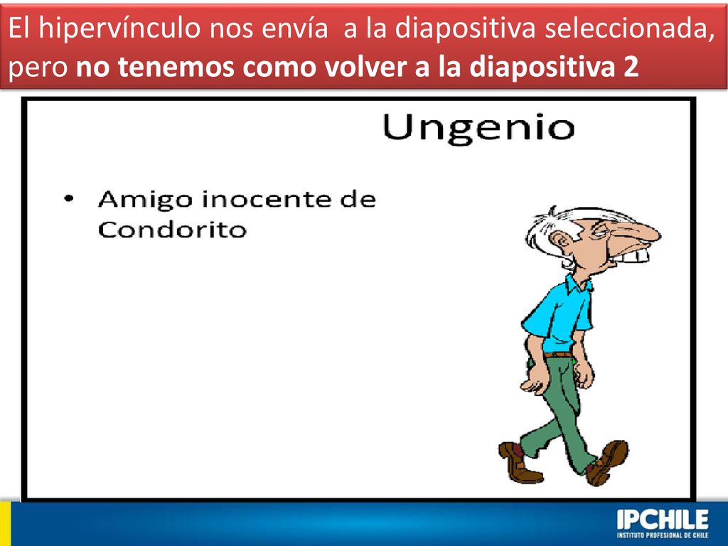 El hipervínculo nos envía a la diapositiva seleccionada, pero no tenemos como volver a la diapositiva 2
