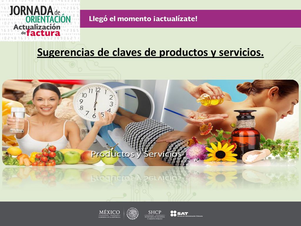 Sugerencias de claves de productos y servicios.