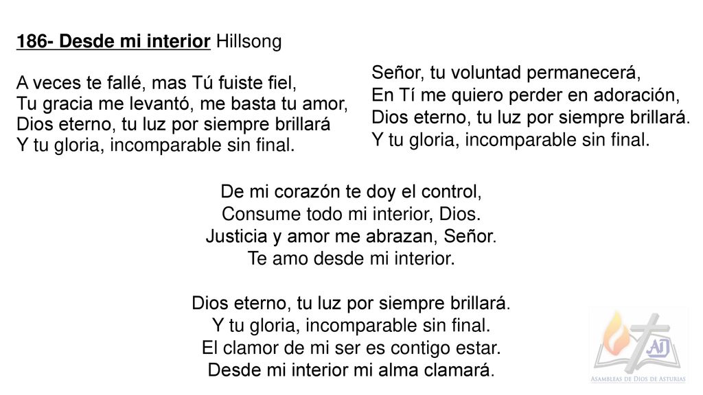 186- Desde mi interior Hillsong A veces te fallé, mas Tú fuiste fiel,