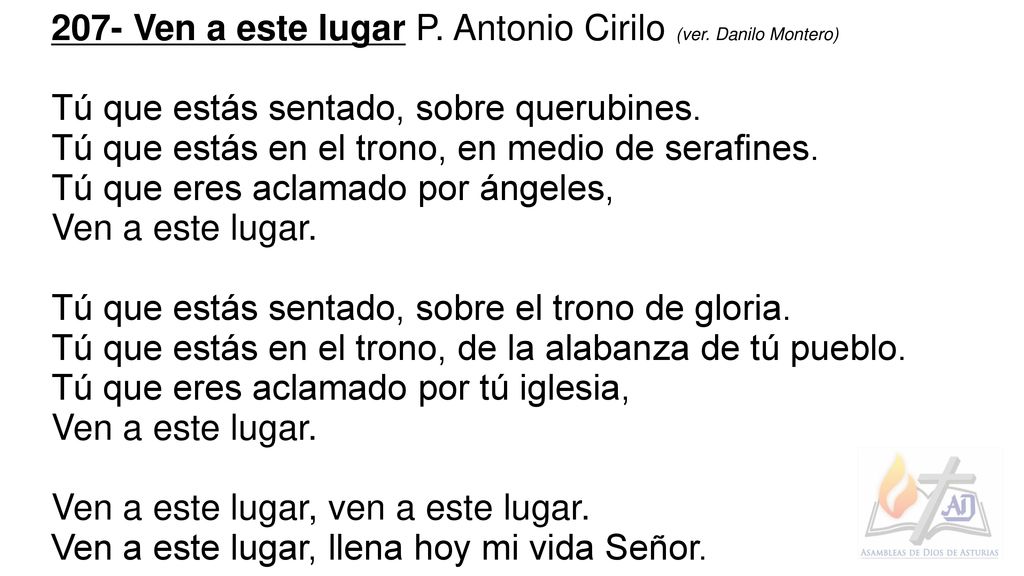 207- Ven a este lugar P. Antonio Cirilo (ver. Danilo Montero)