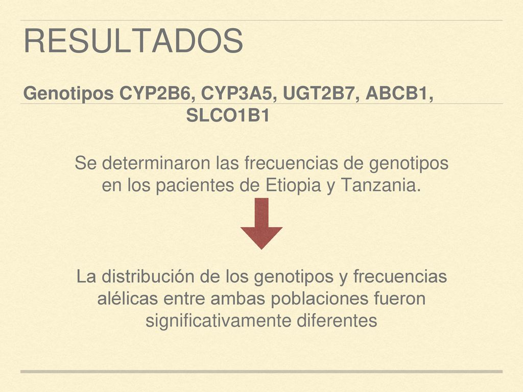 Genotipos CYP2B6, CYP3A5, UGT2B7, ABCB1, SLCO1B1