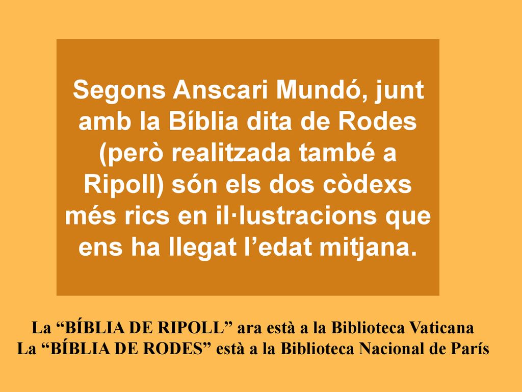 Segons Anscari Mundó, junt amb la Bíblia dita de Rodes (però realitzada també a Ripoll) són els dos còdexs més rics en il·lustracions que ens ha llegat l’edat mitjana.