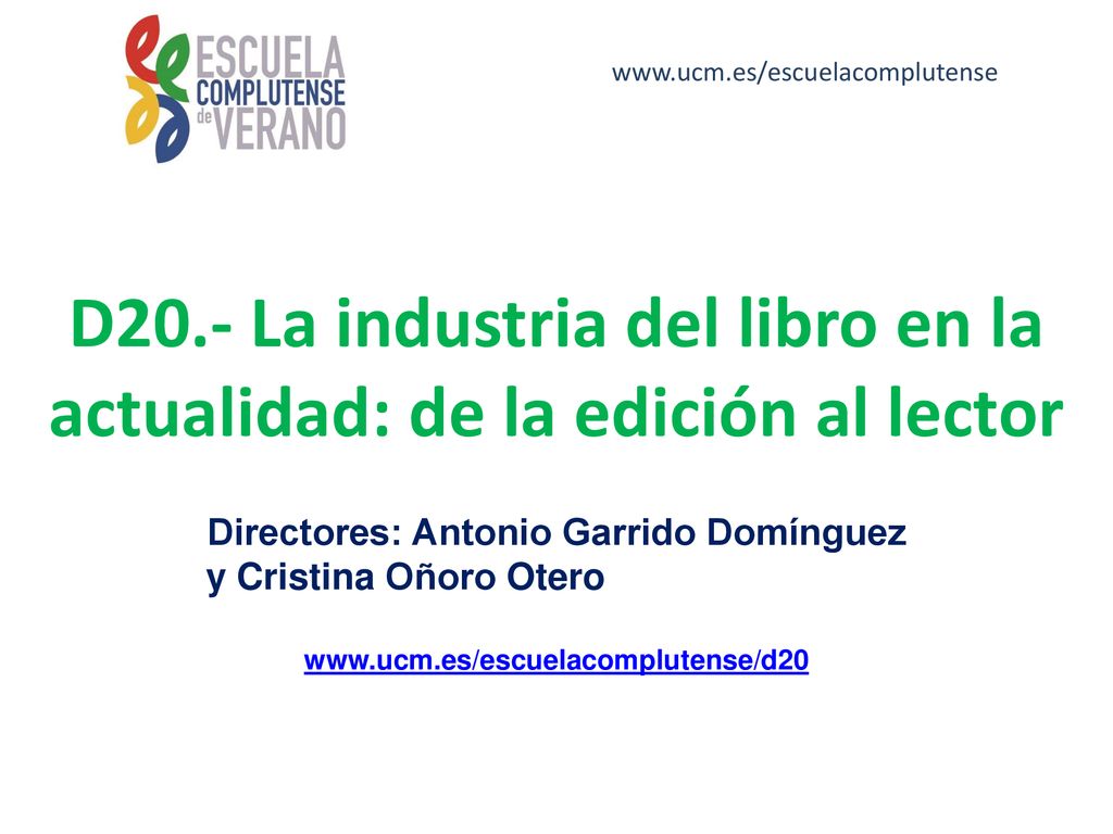D20.- La industria del libro en la actualidad: de la edición al lector