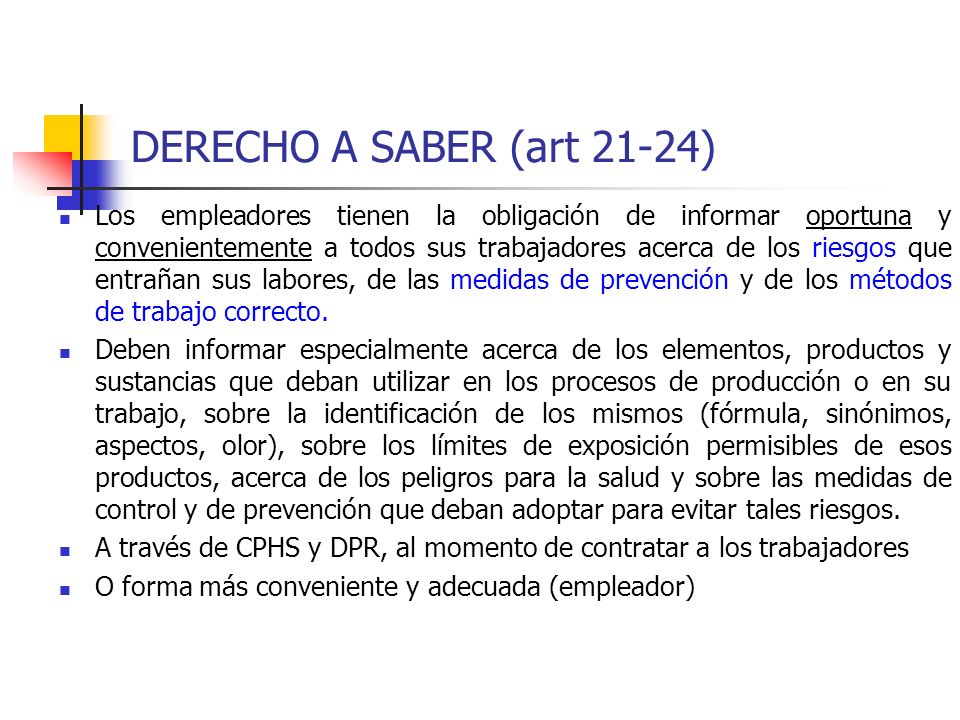 DERECHO A SABER (art 21-24)