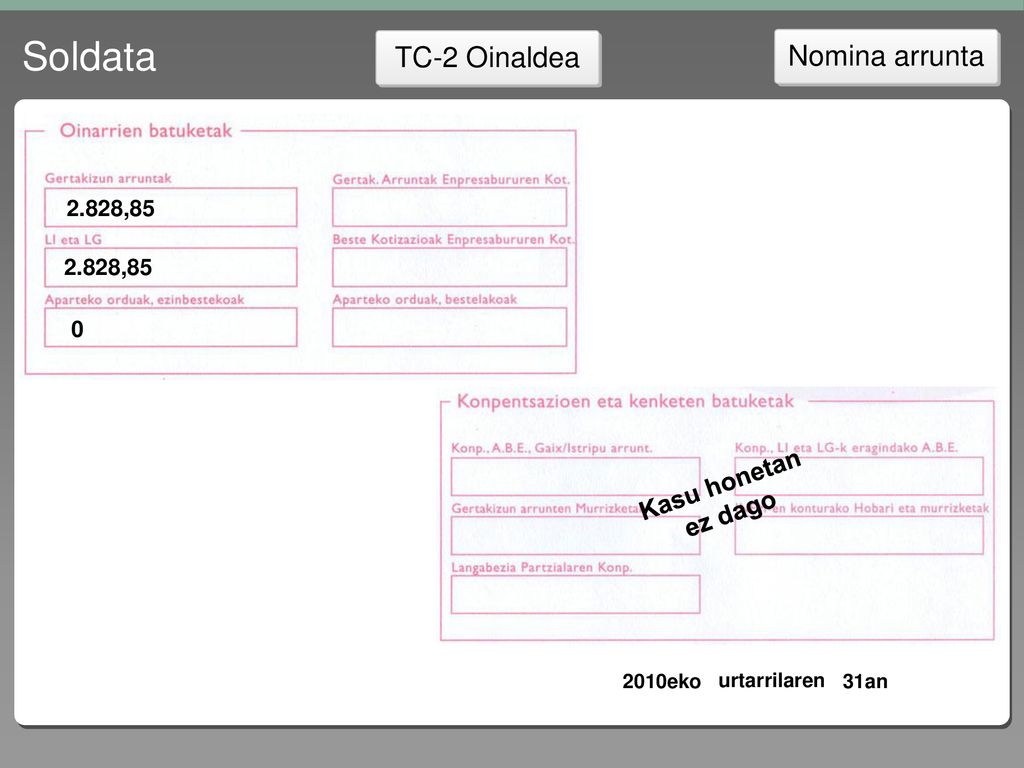 Soldata TC-2 Oinaldea Nomina arrunta Kasu honetan ez dago 2.828,85