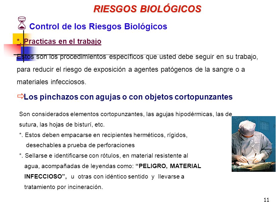 RIESGOS BIOLÓGICOS Control de los Riesgos Biológicos