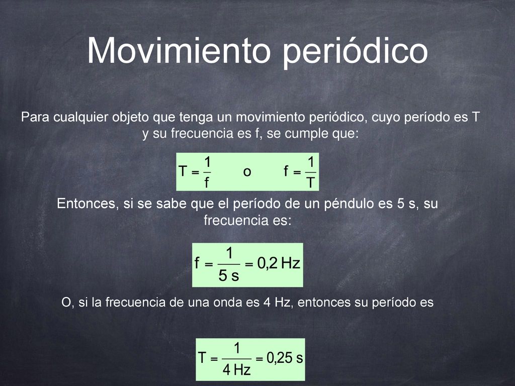 O, si la frecuencia de una onda es 4 Hz, entonces su período es