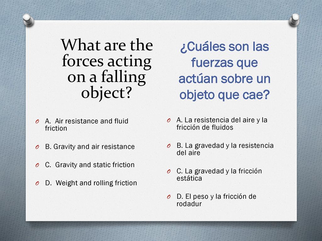 ¿Cuáles son las fuerzas que actúan sobre un objeto que cae