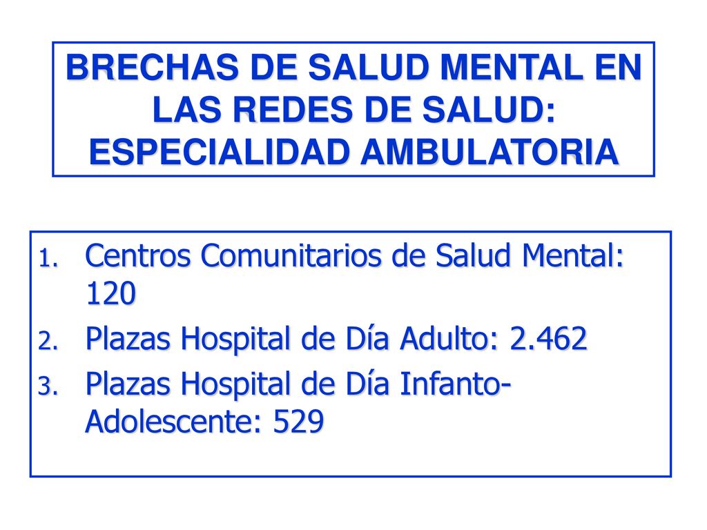 BRECHAS DE SALUD MENTAL EN LAS REDES DE SALUD: ESPECIALIDAD AMBULATORIA