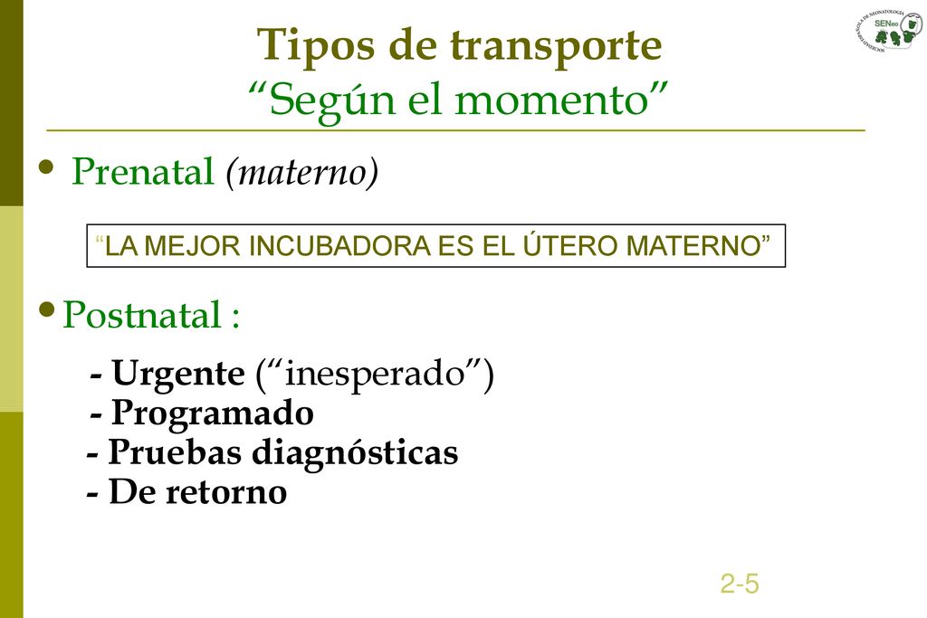 Tipos de transporte Según el momento