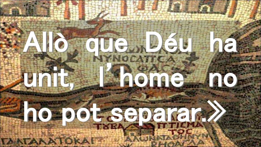 Allò que Déu ha unit, l’home no ho pot separar.»