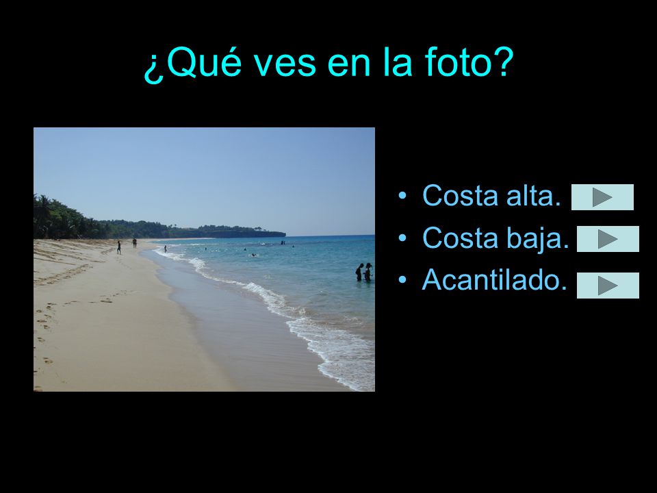 ¿Qué ves en la foto Costa alta. Costa baja. Acantilado.