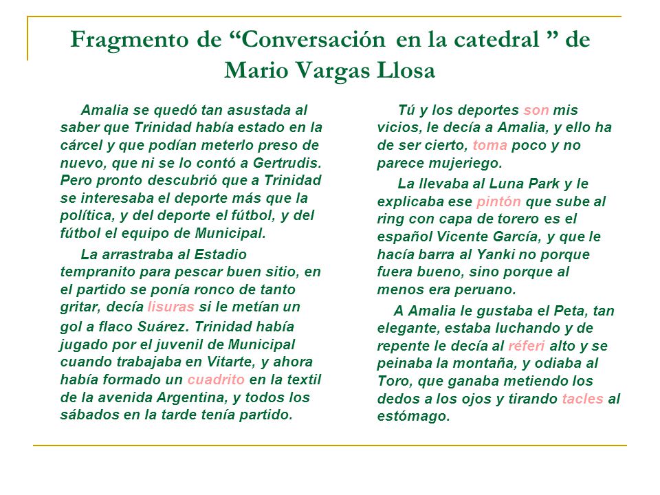 Fragmento de Conversación en la catedral de Mario Vargas Llosa
