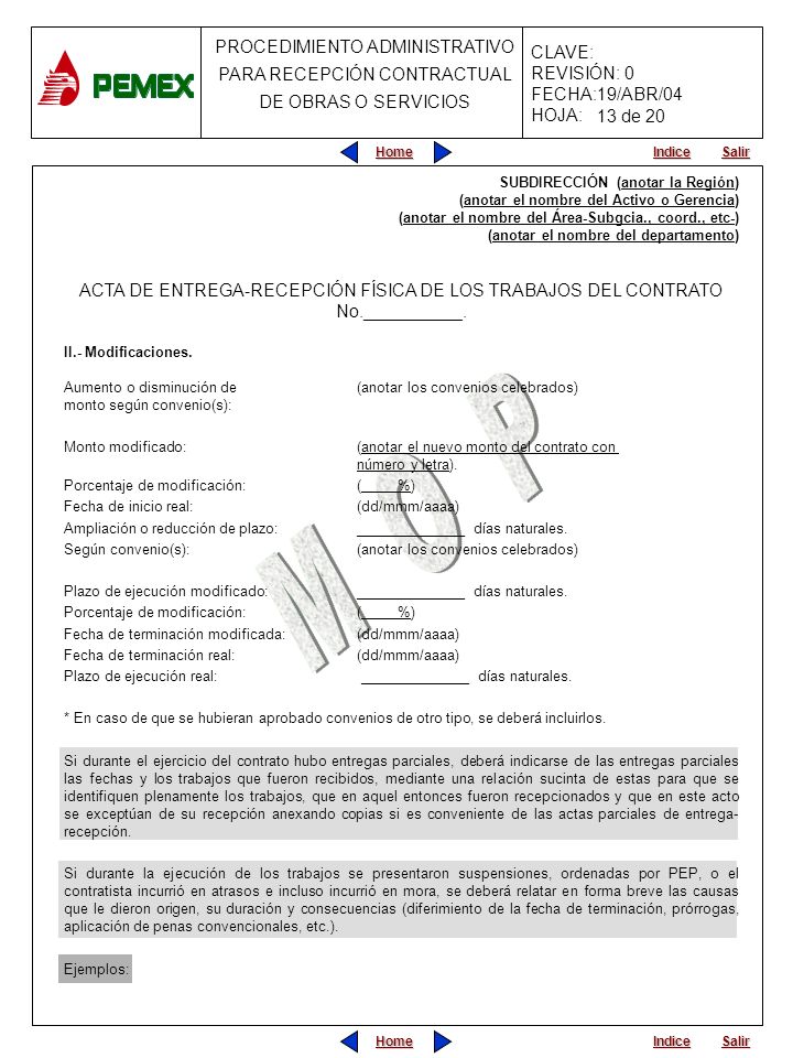 13 de 20 SUBDIRECCIÓN (anotar la Región) (anotar el nombre del Activo o Gerencia) (anotar el nombre del Área-Subgcia., coord., etc-)