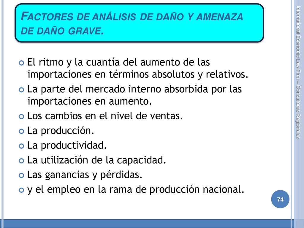 Factores de análisis de daño y amenaza de daño grave.