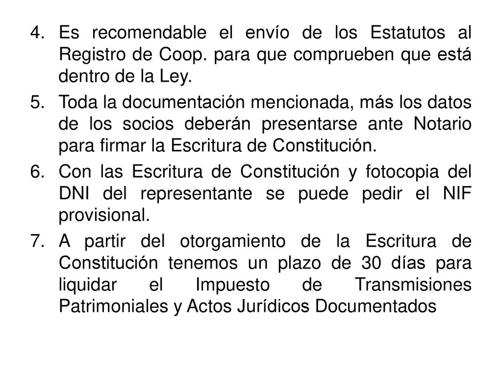 Es recomendable el envío de los Estatutos al Registro de Coop