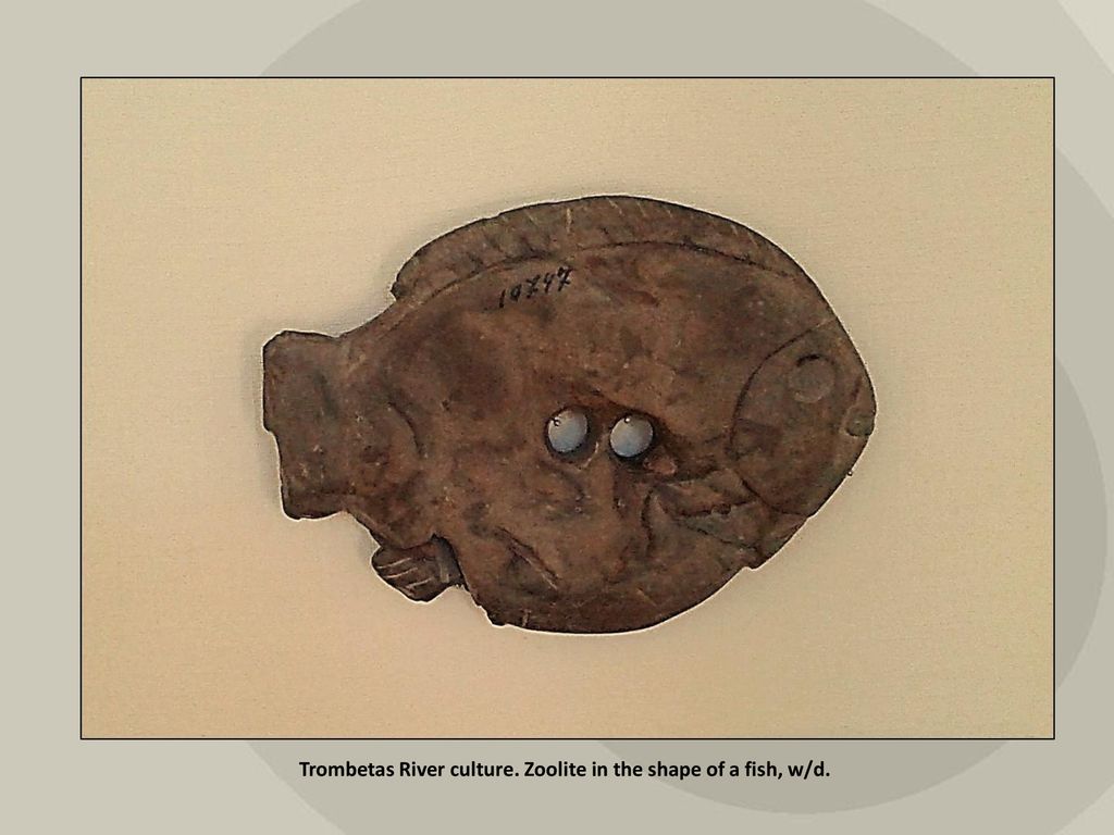 Trombetas River culture. Zoolite in the shape of a fish, w/d.