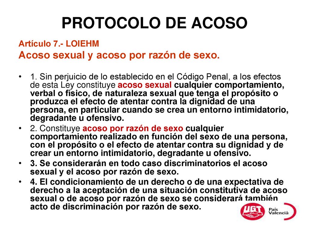 PROTOCOLO DE ACOSO Acoso sexual y acoso por razón de sexo.