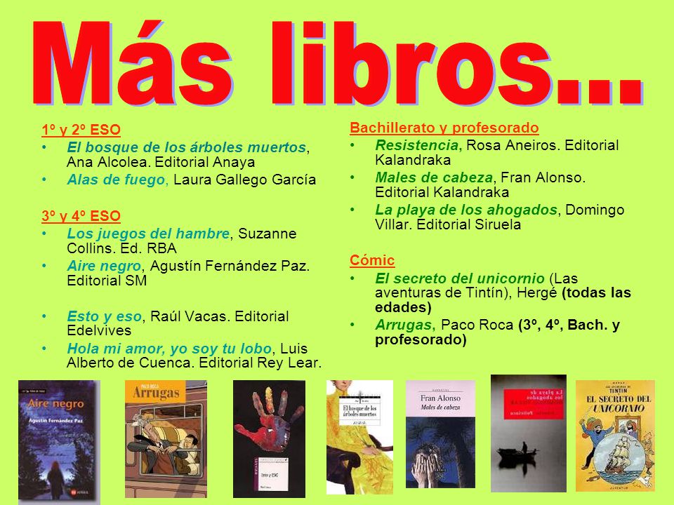 Más libros... 1º y 2º ESO Bachillerato y profesorado
