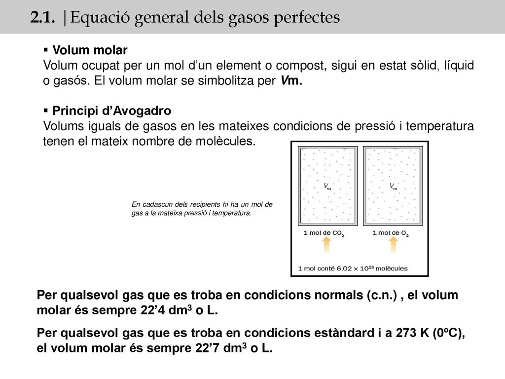 2.1. |Equació general dels gasos perfectes
