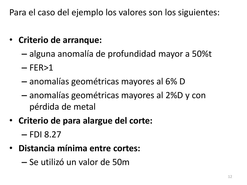 Para el caso del ejemplo los valores son los siguientes: