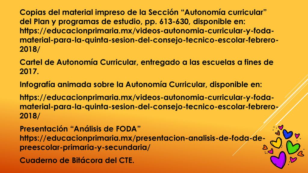 Copias del material impreso de la Sección Autonomía curricular del Plan y programas de estudio, pp.