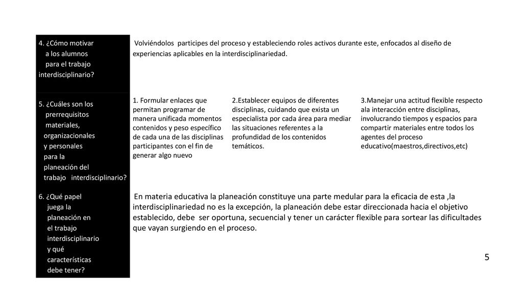 5 4. ¿Cómo motivar a los alumnos para el trabajo interdisciplinario