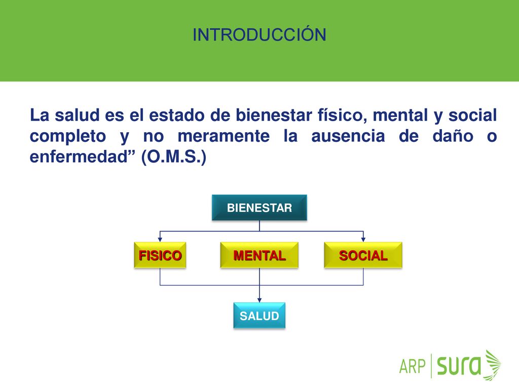 INTRODUCCIÓN La salud es el estado de bienestar físico, mental y social completo y no meramente la ausencia de daño o enfermedad (O.M.S.)