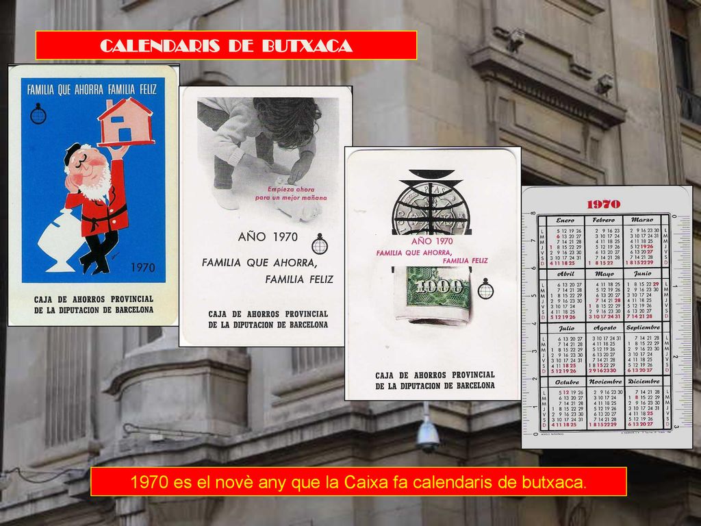 1970 es el novè any que la Caixa fa calendaris de butxaca.