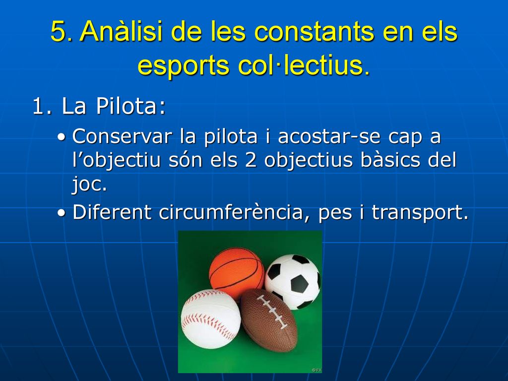 5. Anàlisi de les constants en els esports col·lectius.