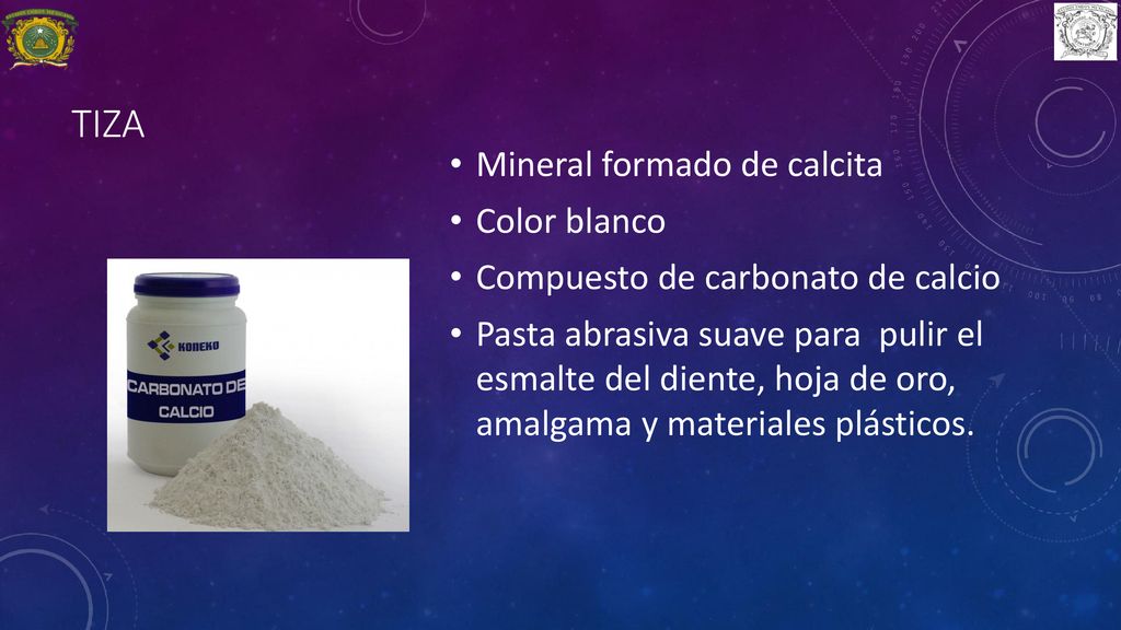 tiza Mineral formado de calcita Color blanco