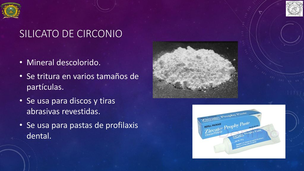 Silicato de circonio Mineral descolorido.