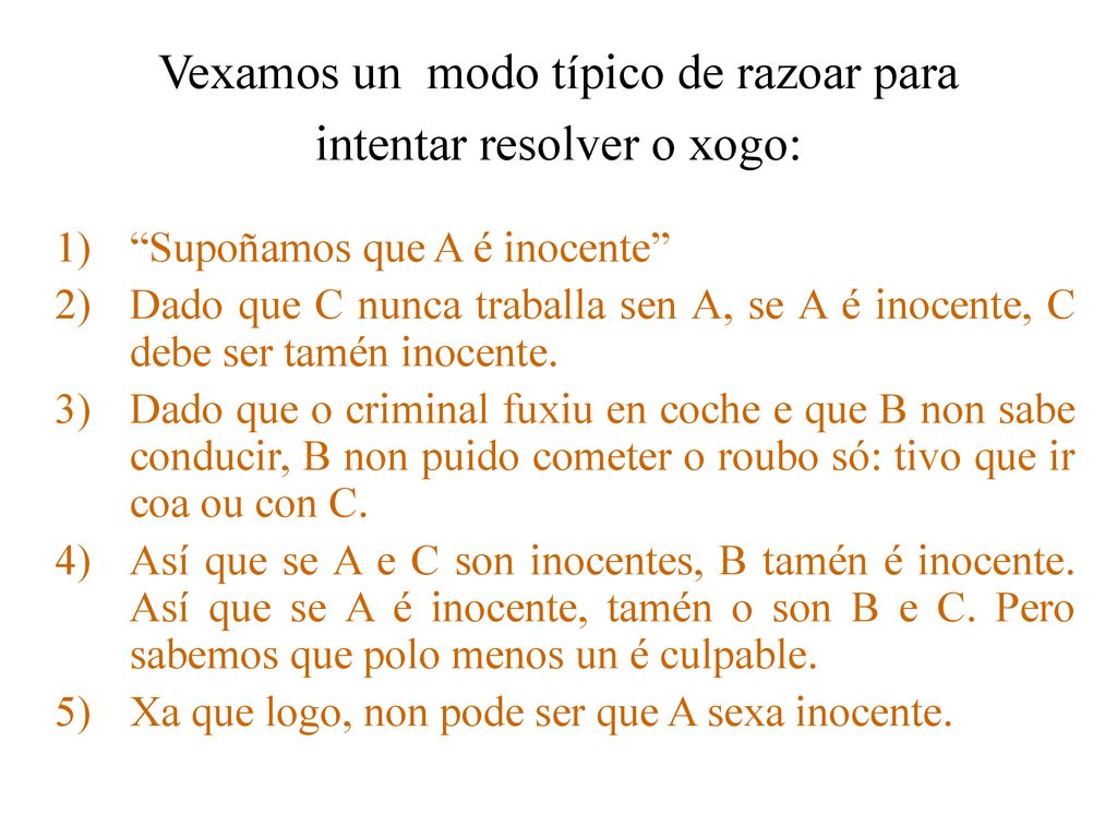 Vexamos un modo típico de razoar para intentar resolver o xogo: