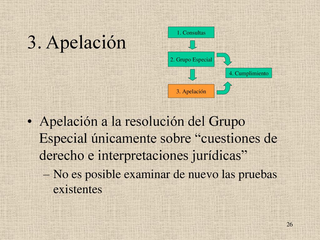 3. Apelación Apelación a la resolución del Grupo Especial únicamente sobre cuestiones de derecho e interpretaciones jurídicas