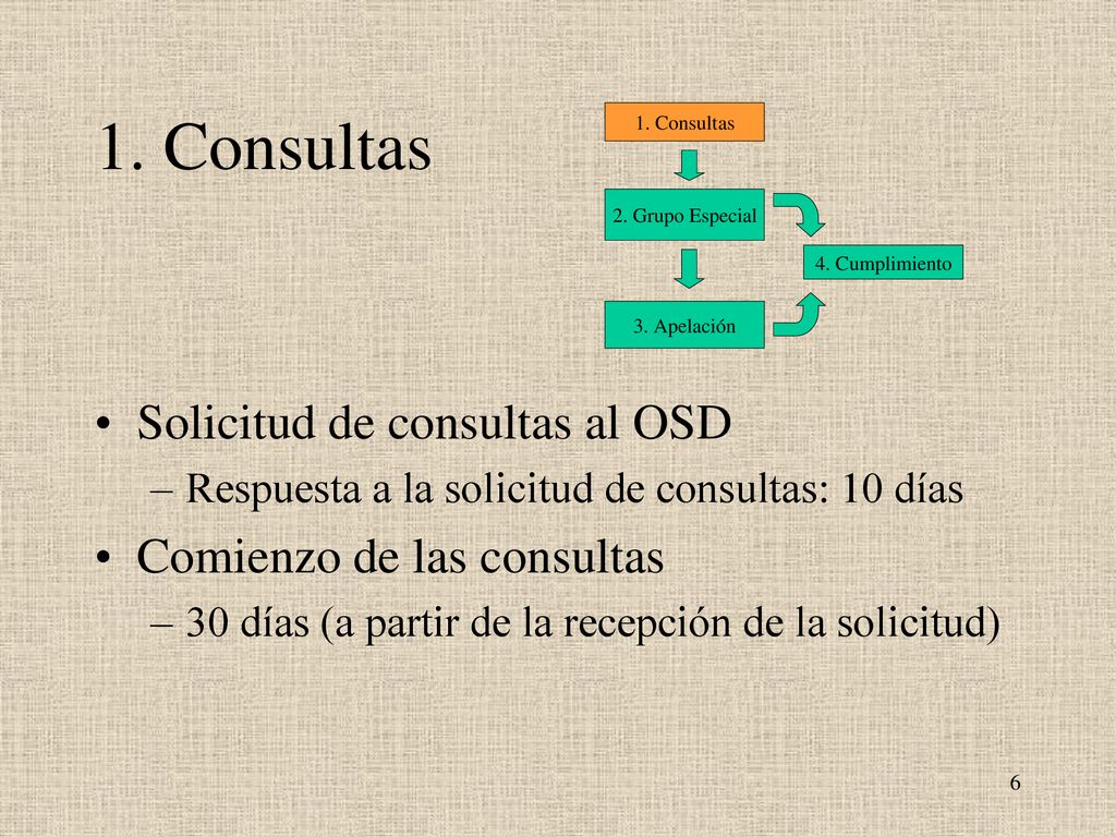 1. Consultas Solicitud de consultas al OSD Comienzo de las consultas