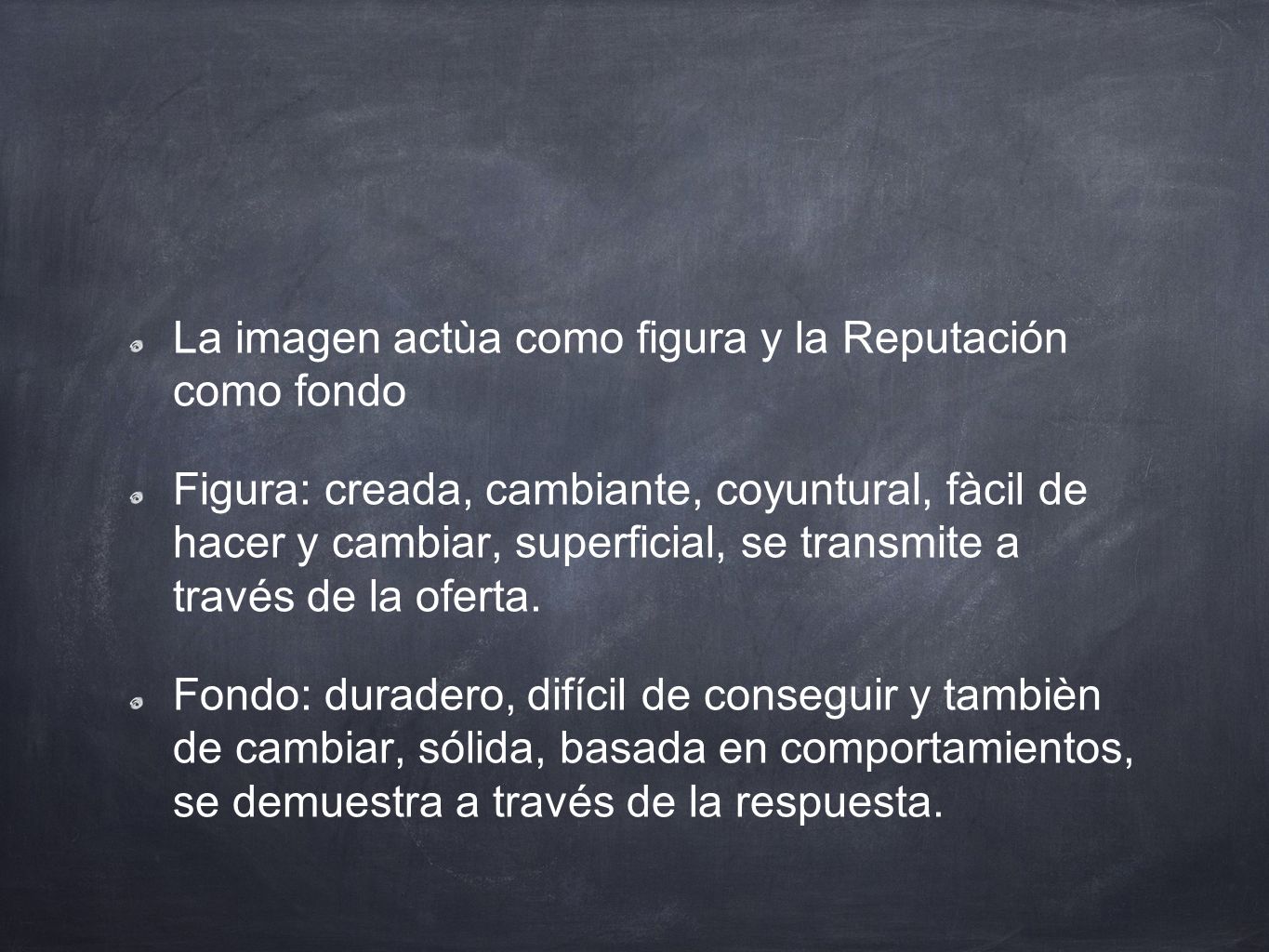 La imagen actùa como figura y la Reputación como fondo
