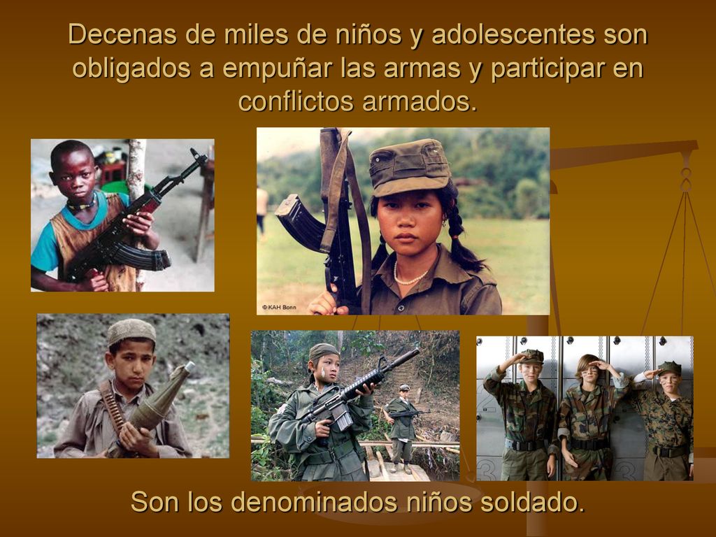 Decenas de miles de niños y adolescentes son obligados a empuñar las armas y participar en conflictos armados.