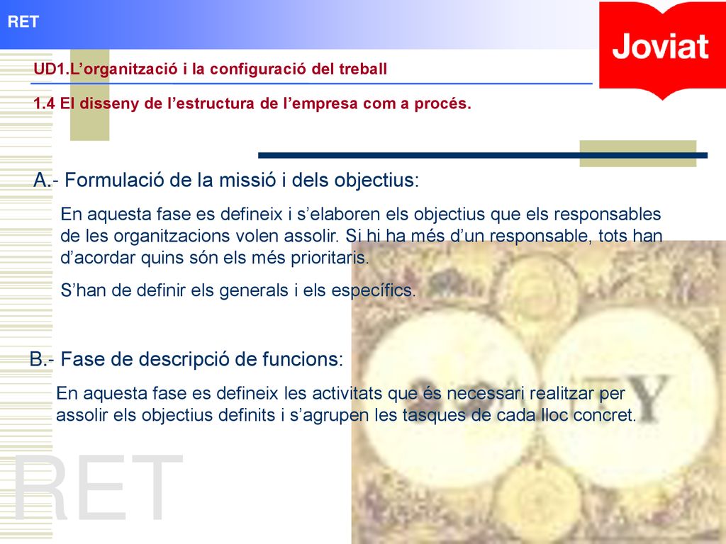 RET A.- Formulació de la missió i dels objectius: